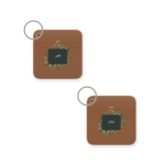 Couple Initials Leather Keychain Set