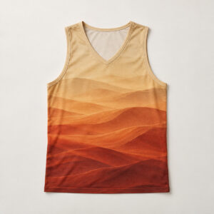 Dune Gradient V-Neck Tank with all-over sand-to-rust gradient with soft dune lines