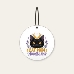 CAT MOM MOONBEAMS Ceramic Ornament in white