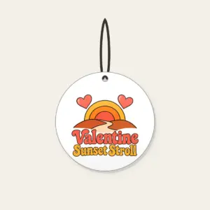 Valentine Sunset Stroll Ceramic Ornament in white