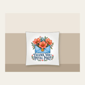 THANK YOU PETAL POST Pillow in white
