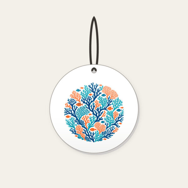 Product image Branching Coral and Tiny Fish on Deep Blue Ceramic Ornament