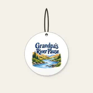 Grandpa's River Pause Ceramic Ornament in white