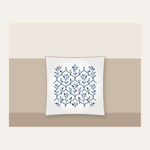 Product image Navy Trellis and Leaf Pattern Pillow