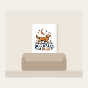 DOG WALKS AT DUSK Fleece Blanket in white