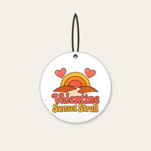 Valentine Sunset Stroll Ceramic Ornament in white