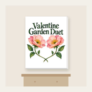 Valentine Garden Duet Canvas Print in white