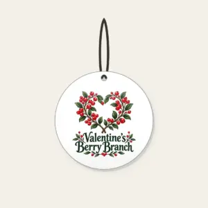 Valentine's Berry Branch Ceramic Ornament in white