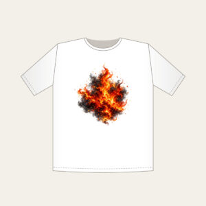 Glowing Embers over Charcoal T-Shirt in white: Glowing embers in orange, red and gold drift over charcoal with a smoky gradient.