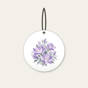 Lilac Night-Blooming Floral Pattern Ceramic Ornament in white: A compact floral pattern of night-blooming flowers in lilac and pale grey.