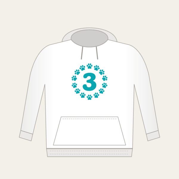 Product image Teal Paw Circle with Number Three Hoodie