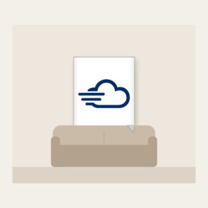 Speed Cloud Fleece Blanket in white: A stylised cloud with three speed lines in navy and white.