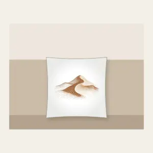 Rolling Dune in Topographic Lines Pillow in white: Topographic contour lines shaped into a rolling dune, drawn in warm brown and cream.