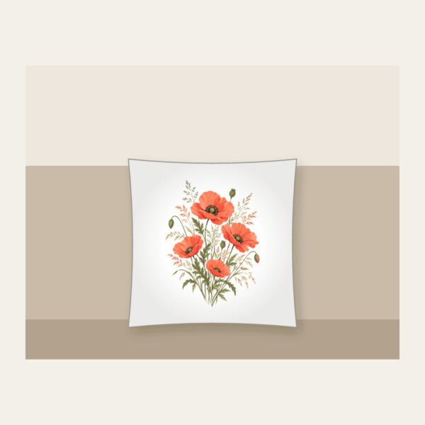 Product image Poppies and Fine Grasses Illustration Pillow