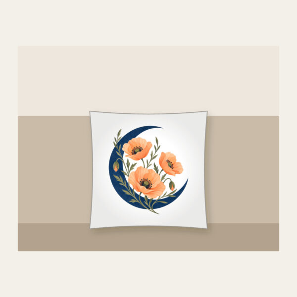 Product image Crescent Moon and Apricot Poppies Pillow