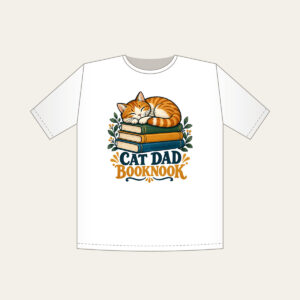 CAT DAD BOOKNOOK T-Shirt in white