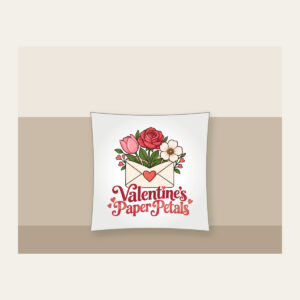 Valentine's Paper Petals Pillow in white