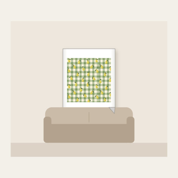 Product image Green Gingham with Scattered Pears Fleece Blanket