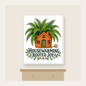 HOUSEWARMING ROOTED JOY Canvas Print in white