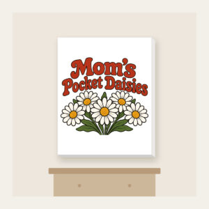 Mom's Pocket Daisies Canvas Print in white