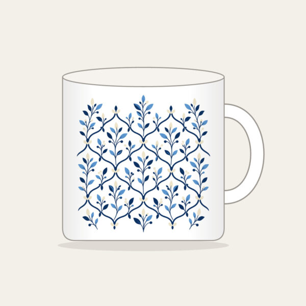 Product image Navy Trellis and Leaf Pattern Mug