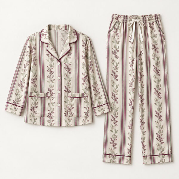 Product image Plum Piping Satin Pajama Set