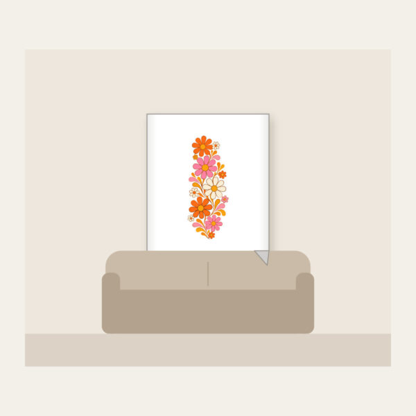 Product image Retro Daisy Rows in Orange and Pink Fleece Blanket