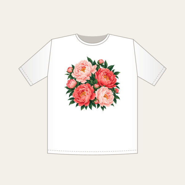 Product image Big Peonies on Deep Green T-Shirt