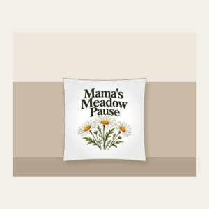 Mama's Meadow Pause Pillow in white