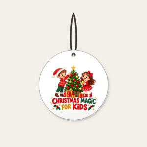 Christmas Magic For Kids Ceramic Ornament in white