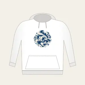 Indigo Marbling Like a Receding Tide Hoodie in white: Marbling in indigo and cream flows like a tide pulling back.