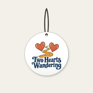 Two Hearts Wandering Ceramic Ornament in white