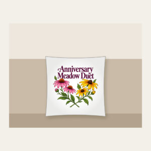 Anniversary Meadow Duet Pillow in white