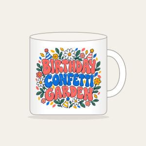 BIRTHDAY CONFETTI GARDEN Mug in white