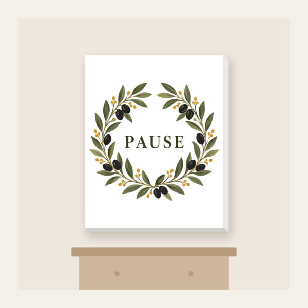 Product image Olive Branch Wreath with PAUSE Canvas Print