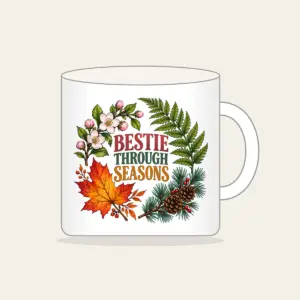 BESTIE THROUGH SEASONS Mug in white