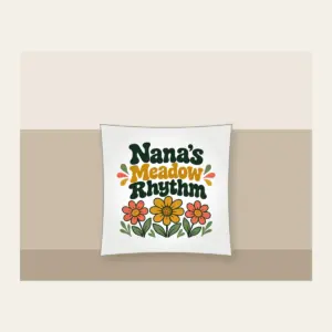 Nana's Meadow Rhythm Pillow in white