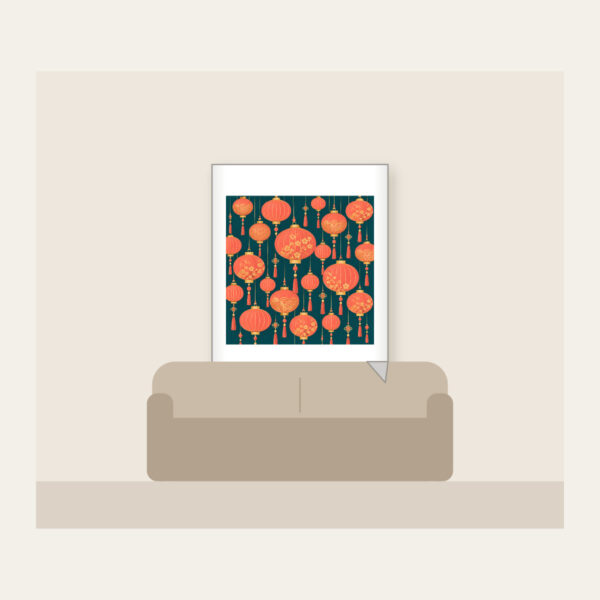 Product image Coral and Gold Paper Lantern Night Fleece Blanket