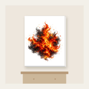 Glowing Embers over Charcoal Canvas Print in white: Glowing embers in orange, red and gold drift over charcoal with a smoky gradient.