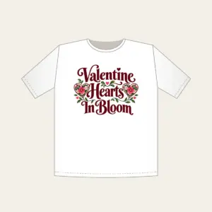 Valentine Hearts In Bloom T-Shirt in white