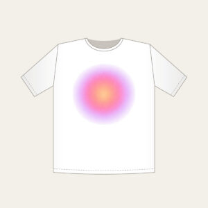 Apricot to Rose to Lilac Gradient T-Shirt in white: A gentle gradient from apricot to rose to pale lilac, with a fine speckle.