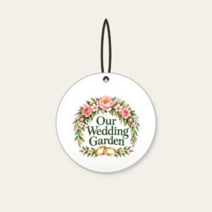 Our Wedding Garden Ceramic Ornament in white