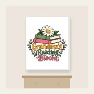 Grandma's Reading Bloom Canvas Print in white