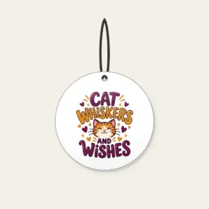 CAT WHISKERS AND WISHES Ceramic Ornament in white