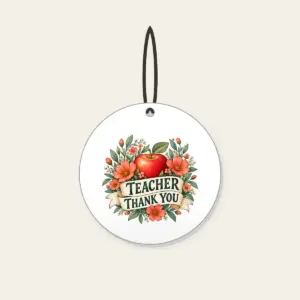 TEACHER THANK YOU Ceramic Ornament in white