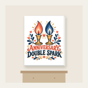 ANNIVERSARY DOUBLE SPARK Canvas Print in white