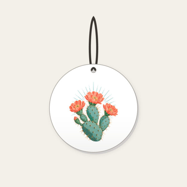Product image Prickly Pear with Three Coral Blossoms Ceramic Ornament