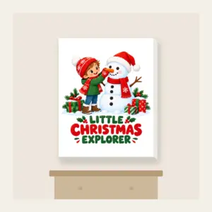 Little Christmas Explorer Canvas Print in white