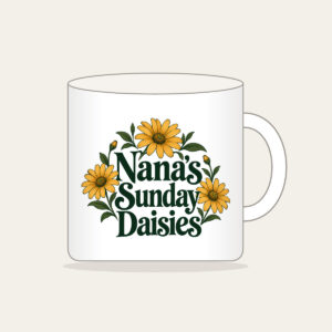 Nana's Sunday Daisies Mug in white