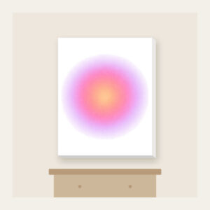 Apricot to Rose to Lilac Gradient Canvas Print in white: A gentle gradient from apricot to rose to pale lilac, with a fine speckle.